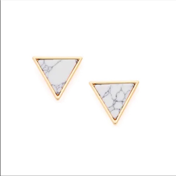 LAST SET SALE Gold / Stone Triangle Stud Earrings - Picture 7 of 7